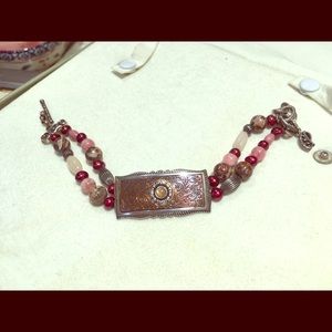 Silver bracelets with natural stones and pearls